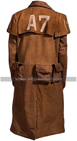 SuperSkySeller New Vegas Fallout Veteran Ranger Real Leather Jacket Fine Quality Trench Coat (XXLarge, Brown)