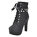 Produktbild Dorical Platform Ankle Bootie Chelsea mit 12 cm High Heel für Damen/Frauen Winter Übergrößen Niet Biker Kurzschaft Halbschaft Plateau Hohe Gothic Comfortable Stiefel Gr 35-43(Schwarz,38 EU)
