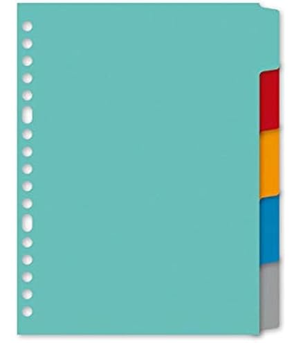 Viquel A5 Plastic Dividers - 6 Position Multicolored Tabs For Binders, 17x22 Size