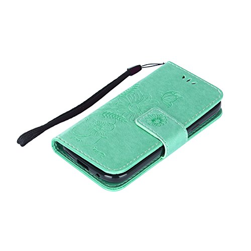 Samsung Galaxy S4 mini Hülle, Samsung Galaxy S4 mini Schutzhülle Leder Hülle, Alfort 2 in 1 Carving Lederhülle Fashion Design Premium PU Leder Hohe Qualität Tasche Case Cover Kasten Abdeckung Wallet für Samsung Galaxy S4 mini / i9190 4.3″ Smartphone Funktion Standfunktion Unterstützte Telefone und Magnetverschluss mit Ameisen gehen auf ein Datum ( Grün ) + Alfort Schwarz Stylus Pen - 8