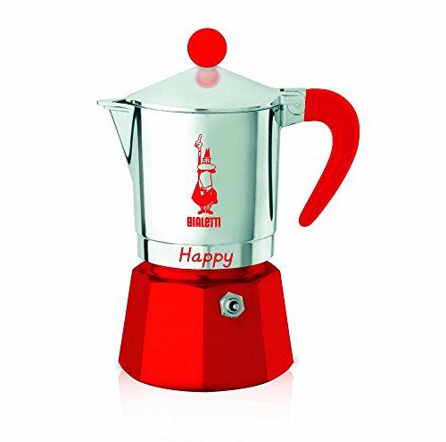 Bialetti 8022 Espressokocher "Happy", 3 Tassen, rot