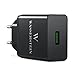 Produktbild USB Ladegerät mit Quick Charge 3.0 USB Wandladegerät von Wasserstein. Adapter Für Arlo Pro, Galaxy S8, S8 Plus, LG G6, LG G5, iPhone, iPad & More I Qualcomm zertifiziert (Schwarz)