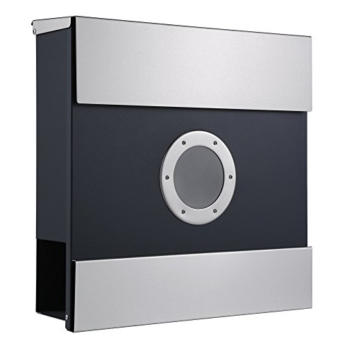 Preisvergleich Produktbild ZELSIUS Wandbriefkasten "Mailand", Briefkasten mit Sichtfenster und Zeitungsfach, Postkasten, Mailbox
