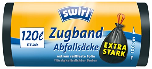 Preisvergleich Produktbild Swirl Zugband-Abfallsäcke 120 Liter, schwarz - 8St. - 4x