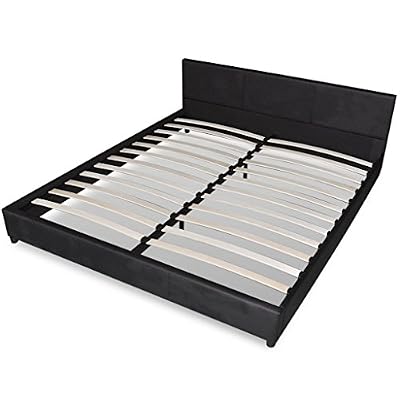 vidaXL Lit en cuir artificiel noir 180 x 200 cm