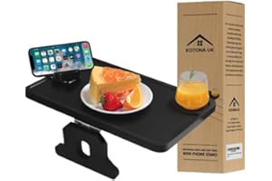 Kotona UK, Sofa Arm Table Tray, Armchair Tray, Sofa Arm Table, Black Rectangle