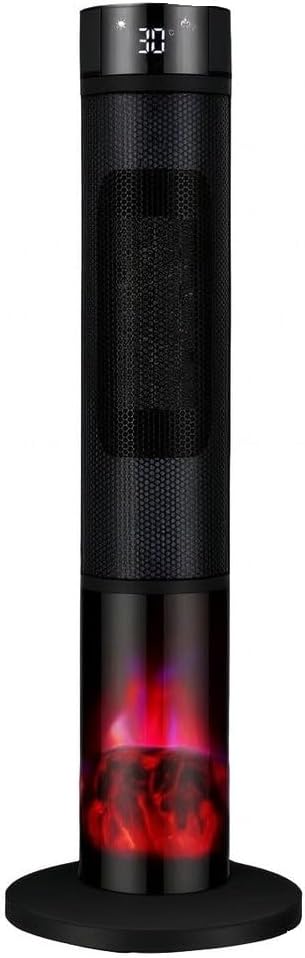ROBO Şömineli Seramik Kule Tipi Dikey Isıtıcı, 2000W, Siyah, Kule, İç Mekan, Elektrikli, Seramik Isıtma, Uzaktan Kumandalı