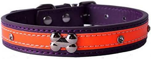 Personalized Crystal Studded Reflective Dog Collar Pu Leather Necklace Pet Products