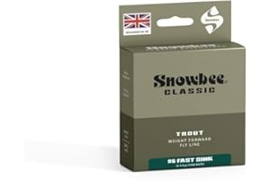 Snowbee Classic Fast‑Sink Fly Line, Dark Green, Fast Sink Rate 4‑4.5 ips, WF5–WF8, Short Head Taper for Stillwater & Loch Fishing