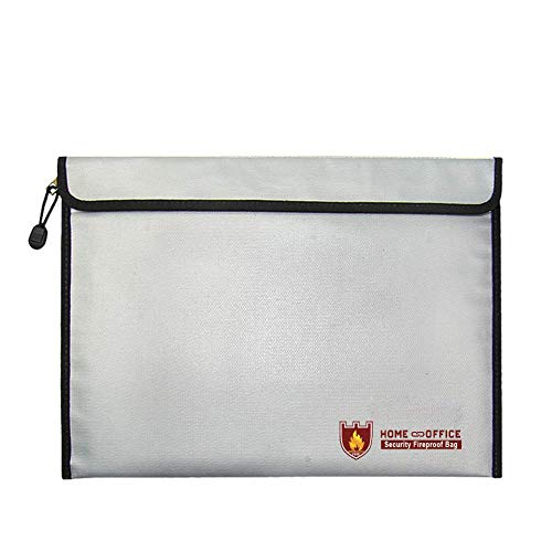 Preisvergleich Produktbild Feuerfeste Dokumententasche Wasserdichte Sicherheits Aufbewahrungstasche, Silikonbeschichtet Fiberglas Aktentasche Laptoptasche, 15"x 11" (LxW), Silber