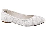 Greatonu Klassische Damen Ballerinas Party Schuhe Schleife Freizeit Schuhe Weiss Größe 38 EU