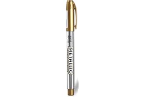 Guouet Gold Ink Metallic Marker Gold Pens, Bling Writing Pen Shiny Highlight Marker Pens Glittering Permanent Gloss Wet Shine Effect Art Marker Pens for Painting Card Making (1pc Gold)
