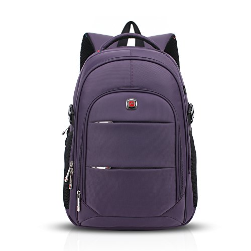 FANDARE Laptop Rucksäcke Geschäft Notebook Geeignet für bis zu 17 Zoll Damen Herren Schulrucksack für die Schule Daypack Wasserabweisend Reisen Outdoor Polyester Lila Groß