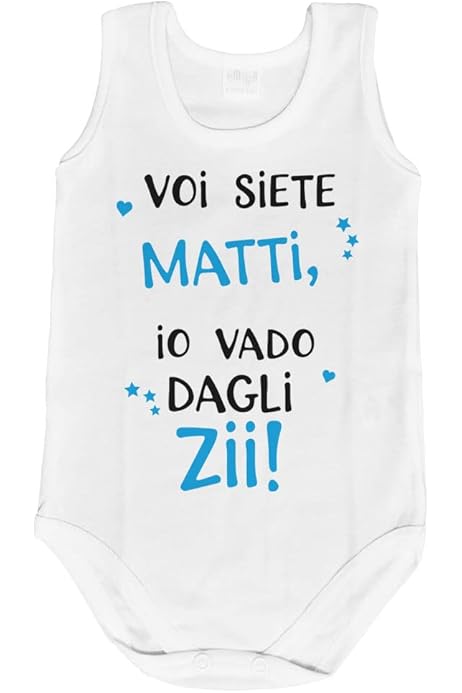 Body Neonato Personalizzabile - Con Scritta 'Attenzione Ho Degli Zii Folli' - Bianco, Taglie 0-36 Mesi - 11