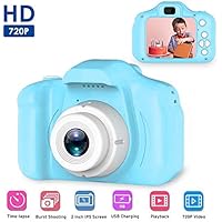 Womdee Mini 2.0 Inch Color IPS Screen 8MP Video Camera with HD Videos Recorder 1080P with Anti-Drop Silicone Shell Support 32GB SD Card for 3 4 5 6-10 Years Kids (Blue)