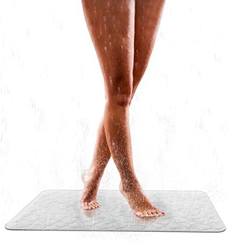 Elegant Design Bath Mat with Non-Slip Suction Cups | White | 40 x 70 cm | Made of Natural Rubber | Anti-Slip Bath Mat | Insert and Shower Mat