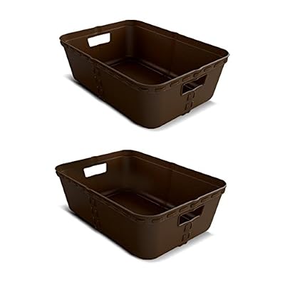 Life story Corbeille plastique, Paniers en osier - bacs de rangements idéal pour les étagères ou les tiroires, votre salle de bain ou votre bureau - Multi-Usages - Pack 2 - 34 x 23 x 13 cm