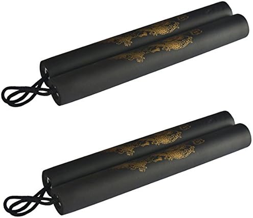 Brea Deep 2pcs Shogun Sponge Kungfu Nunchuck Nunchaku with Cable for Beginners black