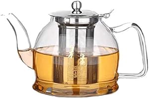 Tea People Théière à induction en verre transparent avec infuseur en acier inoxydable et couvercle CGT-12 1,2 l