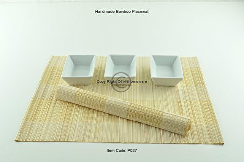 Bamboo Placemats, Pack Of 4 Handmade Wooden Table Mats, Eco Friendly Wood Mat, Dinnerware Tableware Place Mat , White-Cream, P027
