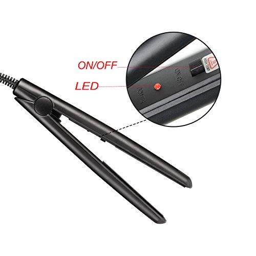 LadyHelena® Mini Glätteisen / Haarglätter Tourmaline Keramik mit Beutel EU Stecker Schwarz - 2
