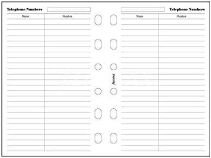 Pocket Filofax Name & Telephone Number Insert Organiser Essentials Refill Accessory Replacement Pack 210207