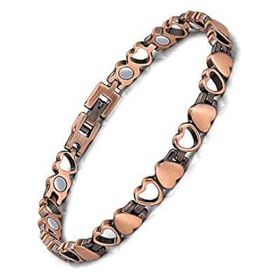 Jeracol Copper Magnetic Bracelets For Women,99.99% Solid Copper Women Wristband With Ultra Strength 3500 Guass Magnets,adjustable Size Brazaletes With Remove Tool & Gift Box