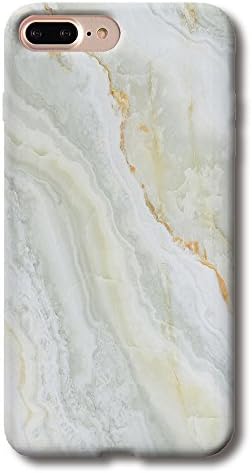 ELETRICO iPhone 7 Plus Case TPU Silicone Soft Back Cover Marble Stone Pattern 5.5 inch (white+green)