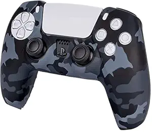 Porro Fino PS5 Controller Grip Cover, Porro Fino Anti-Slip Silicone Skin Protective Cover Case for Playstation 5 DualSense Wireless Controller Grey Camouflage