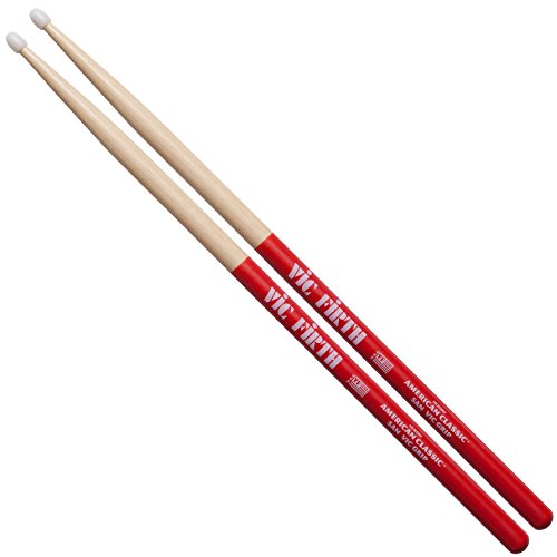 Vic Firth VF5ANVG 5A American Hickory Vic Grip Nylon Tip Drumsticks