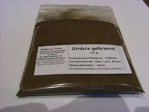 Erdfarbe Umbra braun (gebrannt) 100g im Beutel, Pigment, Trockenfarbe