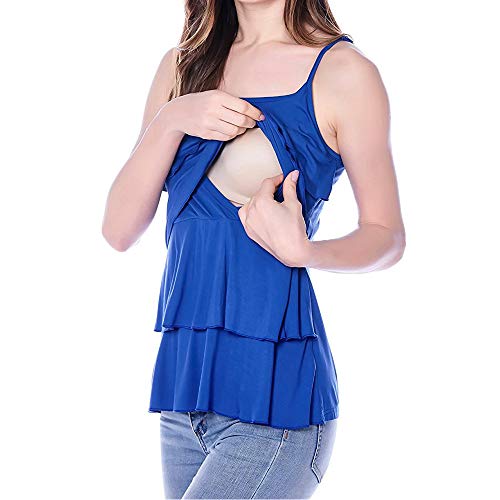 Preisvergleich Produktbild Umstandsmode Damen Schwangerschaft Pflege Tank Tops Damen Sommer Rüschen Stillen Top T-Shirt für Schwangere Frauen Ärmelloses T-Shirt Mutter Bluse