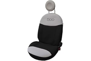 Italfodere - Coppia di Coprisedili Auto anteriori - Compatibili con Fiat 500 dal 2007 in poi - Fatti a Mano - Cotone - Gommapiuma e Poliestere - Accessori Auto Interno - Made in Italy - Nero/Panna