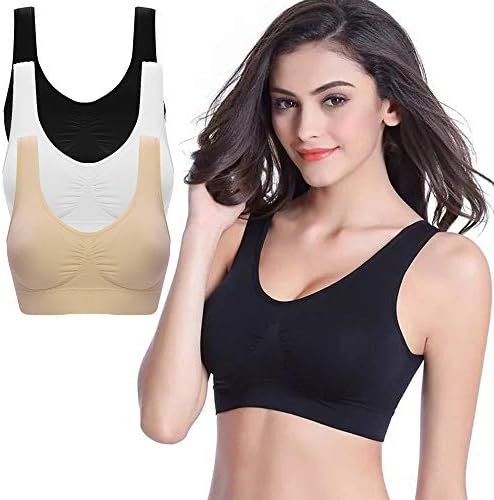 Eroihe Womens Soft Sport Bra Cotton Wireless Lightweight Solid Bra V-Neck Stretch Wire Free Bra for Yoga Sports Crop Tops Sleepwear Bra Nightwear