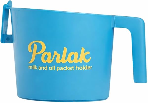Parlak Milk and Oil Packet Holder,Kitchen Organizer with Handle, Cylindrical Spill-Proof Pouring Container (Blue, Small)