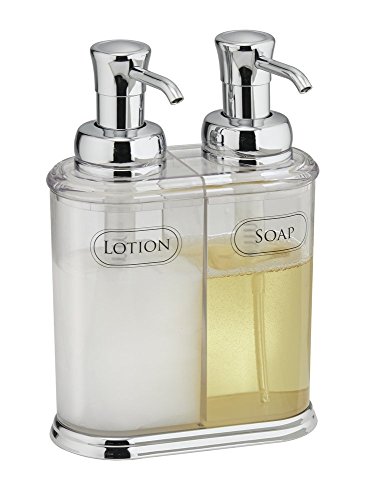mDesign Seifenspender wiederbefüllbar – eleganter Pumpseifenspender aus Kunststoff mit Pumpköpfen aus Chrom – optimales Badzubehör mit jeweils ca. 350 ml Füllmenge