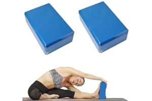 PW TOOLS Yoga 2 Pezzi, Schiuma Eva Premium per Pilates, Meditazione, Mattoni Antiscivolo ad Alta Densità per Donne, 9''x6''x3''