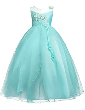 Gigileer Mädchen Blumenmädchenkleider Hochzeits Maxikleid Festlich Brautjungfern Prinzessin Kleid