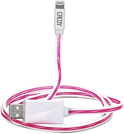 LED Lightning to USB Cable Apple MFi Certified, CACOY Flowing Light Data Sync Charging Lead for iPhone X 8 Plus 8 7 Plus 7 6 Plus 5s 5c 5 SE iPad Air mini 2 4 iPod Touch 5 and More - 3.3Ft/1M- Pink Purple Light