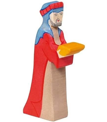 Holztiger Statuetta In Legno – Bambino Gesù In Culla 2, 100% Legno Di Acero E Faggio, Dipinta A Mano Con Colori Atossici