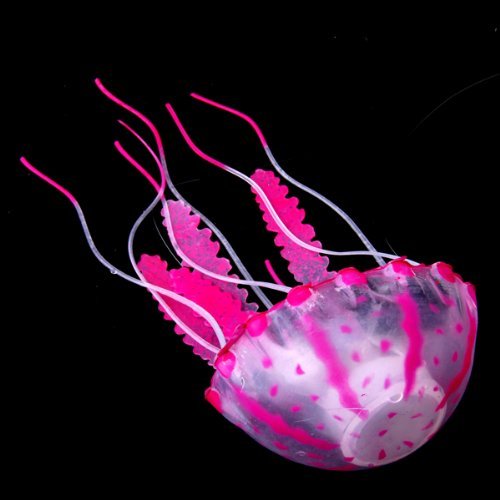 Glowing Effect Artificial Jellyfish for Aquarium Fish Tank Ornament (Fuchsia)