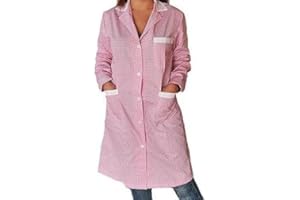 EGIDIO Camice da Lavoro Donna Lungo Manica Lunga 100% Cotone Made in Italy con 2 Tasche + Taschino Ideale per Lavori Domestici Maestre Asilo Banconista Alimentari e Uso Professionale