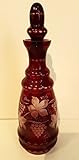 egermann glas vase seltener Schliff Egermann Glas Karaffe Antik böhmisches Glas rubin rot Likörflasche handgeschliffenenes Aussendekor antikes Kristallglas Vase mundgeblasen Höhe ca. 25 cm