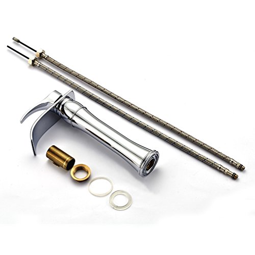 BONADE® Hoher Auslauf Einhebel-Waschtischarmaturen Wasserfall Wasserhahn Armatur Bad für Badezimmer Waschbecken, 59 Kupfer, Chrom - 5