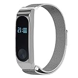 Altsommer 14mm für Xiaomi Mi Band 2 Milanese Magnetic Edelstahl + Schutzhülle Armband, Edelstahl Mesh Starke Magnetverschluss Wasserdicht Armband für Damen HerrenSilver135-245mm (Silver)