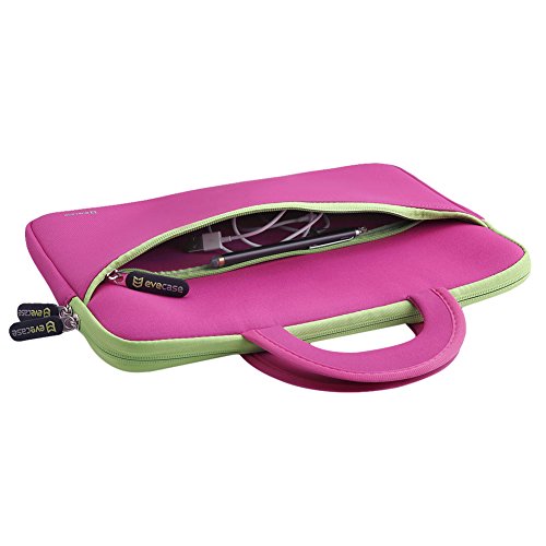 Tablet Schutzhülle 11.6 Zoll, Evecase Universal Neopren Tablet Case mit Vorderseitigem Zubehörfach für Tablet bis 11.6 Zoll Lenovo Acer Asus iPad Samsung – Pink / Grün XL - 6
