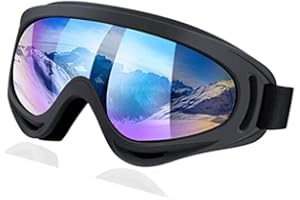 Pwsap Masque de Ski Protection UV, Lunettes de Ski OTG, Masques de Snowboard Anti-buée Anti-poussière Anti-rayures