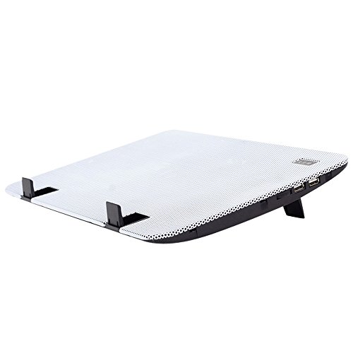 Alxcio Ultra-schlank Laptop Cooling Pad 11-15.6 Zoll USB Powered Notebook Cooler Gaming Mate CPU-Kühler mit 2 Lüfter und Dual USB Port, Windgeschwindigkeit und Leiser Betrieb Ultra-portable Heizkörper, Weiß