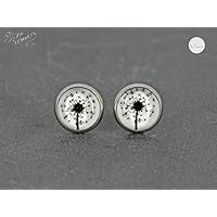 Ohrstecker Edelstahl Cabochon-Pusteblume- 10 mm