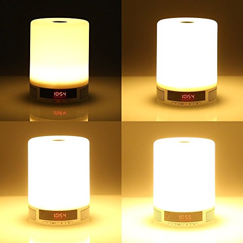 LUJII Bluetooth Lautsprecher Wireless Lautsprecher Lampe Lautsprecher Neueste Intelligente Tragbares Bluetooth Lautsprecher Multi Funktion Musik Sound Box LED Kinder Nachtlicht Touch Control Lamp (4 Dimmstufen Touch Lighting Sensor Schalter Augenschutz Lichtquelle) und Wecker Alarm mit Eingebauten Wiederaufladbaren 1800mAh Batterie – TF Karte Unterstützt – Freisprecheinrichtung – USB Charging Bluetooth Speaker Geeignet für den Innen und Außengebrauch Kids Home Deco Arbeiten Lesen Camping usw - 6